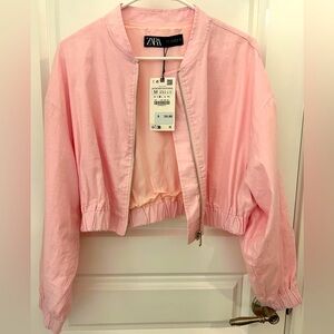 Pink cropped bomber NWT